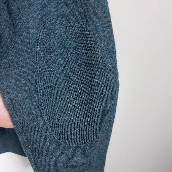 Rafft Men's 100% Cashmere Sweater Blue Half-Zip Elbow Patches Size Large - Picture 11 of 13